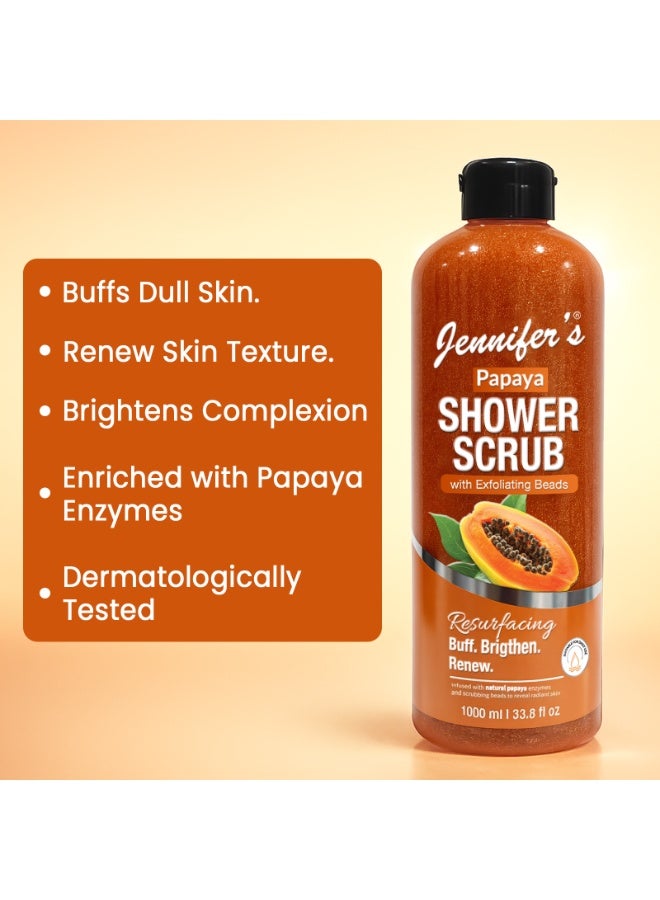 Jennifer's Jennifer’s Papaya Shower Scrub 1000ML - Exfoliating Body Scrub with Papaya Enzymes & Natural Beads - Brightening & Renewing Formula for Smooth, Radiant Skin for Men & Women - Image 3