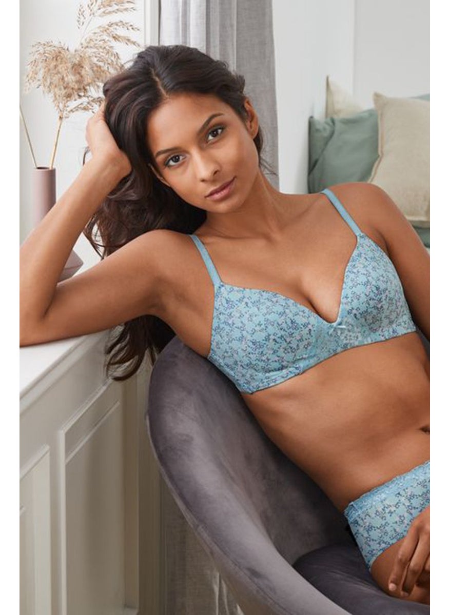 Tchibo Women Padded Non Wire Soft Cup Bra, Turquoise  - Image 1