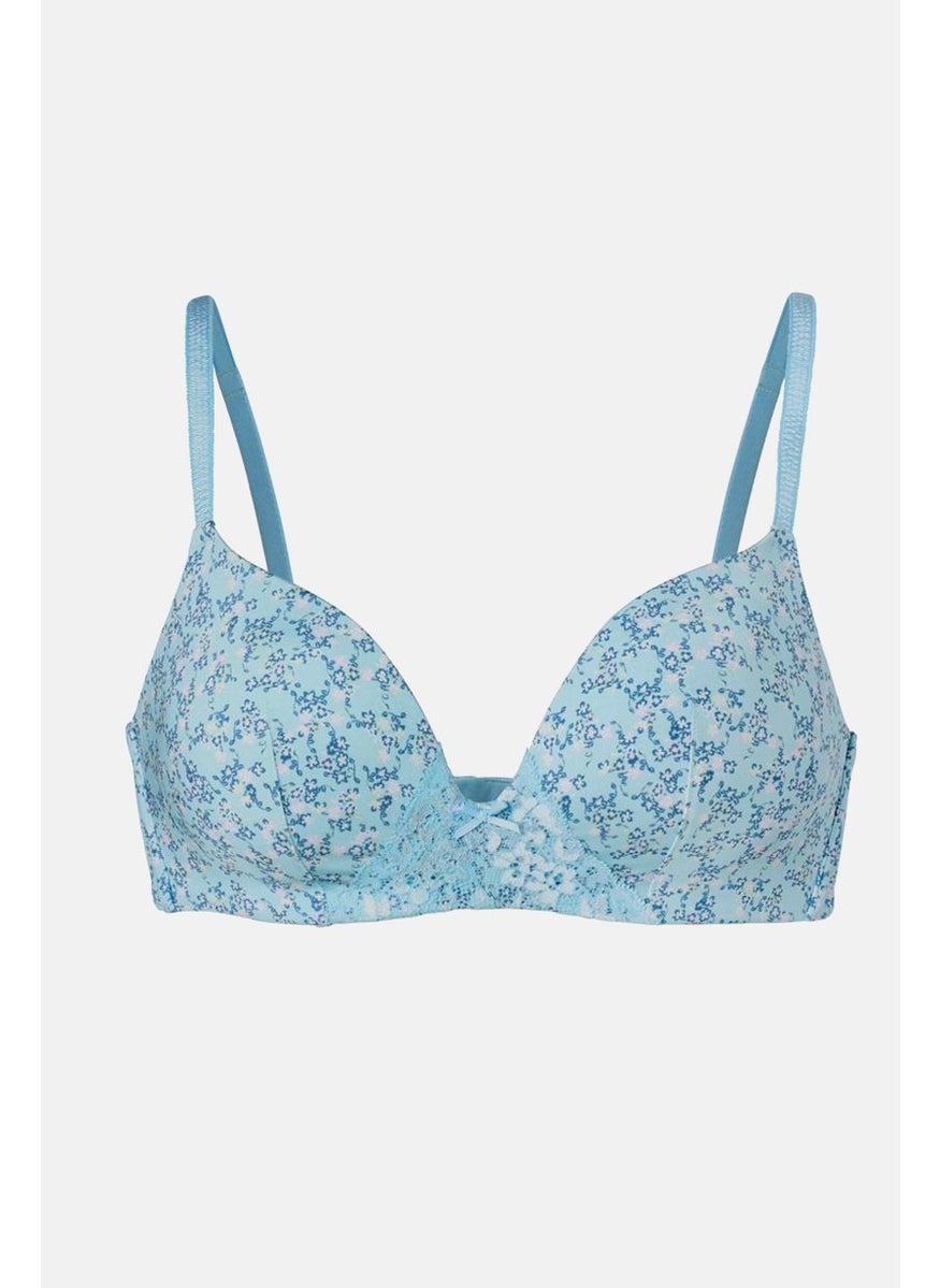 Tchibo Women Padded Non Wire Soft Cup Bra, Turquoise  - Image 3