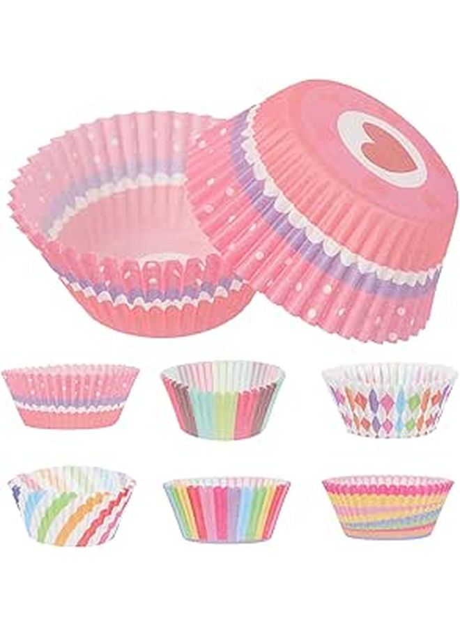 600 Pcs Mini Muffin Liners Non Stick Patterned Baking Cups For Home Party - Image 1