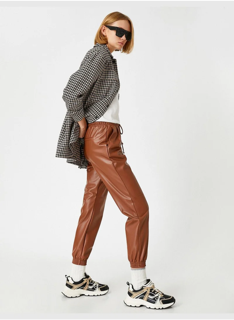 KOTON Faux Leather Jogger Trousers