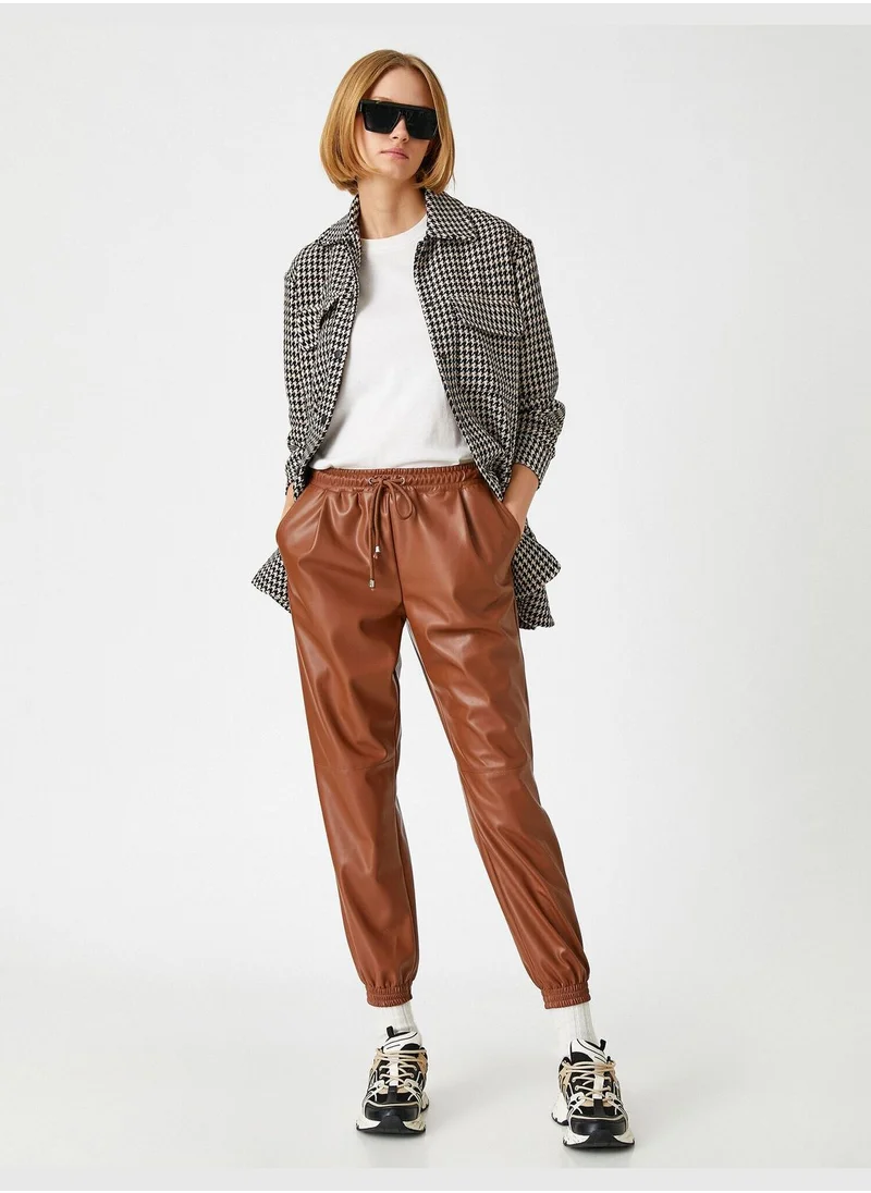 KOTON Faux Leather Jogger Trousers
