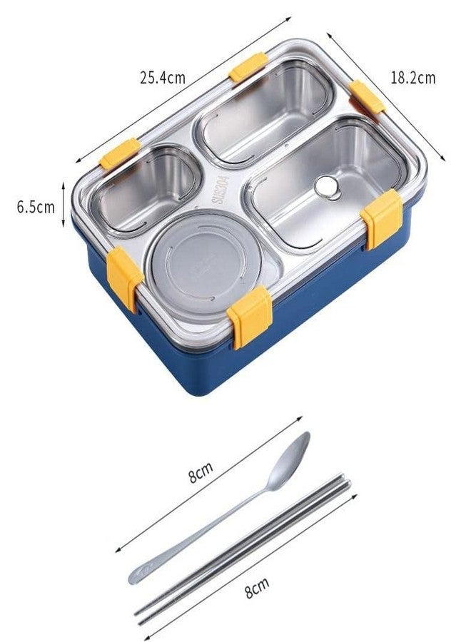 HAPYSA 4 Compartment Stainless Steel Lunch Box for Kids, Steel Tiffin Box for & Boys, Girls, School Office Men (Multicolor) - Image 2