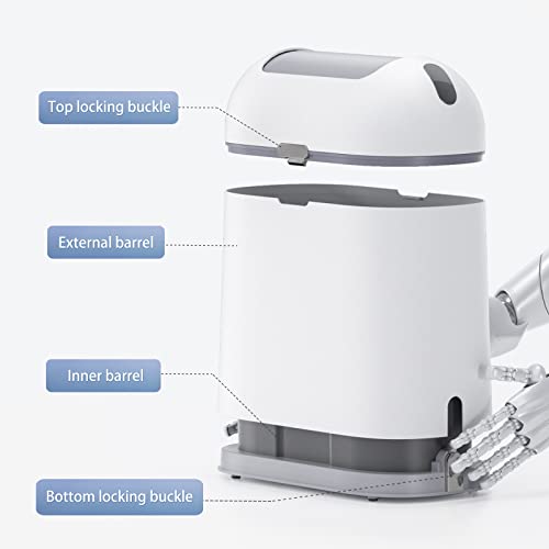 ELPHECO Bathroom Trash Can, 2.5 Gallon Motion Sensor Waterproof Trash Bin with Butterfly lid, Bathroom Decor Waste Basket Garbage Bin for Bedroom Kitchen and Office use, White with Grey Button - Image 2