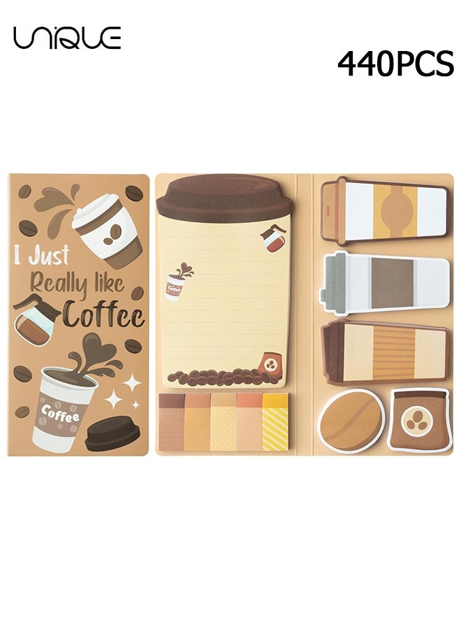 يونيك مجموعة 440 ورقة من الملاحظات اللاصقة الظريفة - أنا فقط أحب القهوة حقًا، مفكرة الملاحظات اللاصقة، مفكرة لاصقة على شكل كوب قهوة - هدايا لتقدير المعلمين، مستلزمات الحفلات المدرسية والمكتب (قهوة) - Image 1