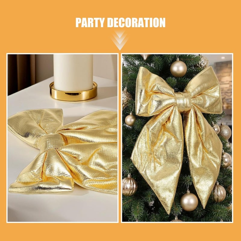 3pcs Large Bows for Backdrop - Decorative Giant Bow - Big Bowknot Decor for Wall Door Wedding Engagement Bachelorette Gold 40x30x2cm/15.75x11.81x0.79in - Image 3