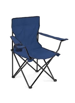 DESSINI Foldable Camping Chair /Picnic Chair/Beach Chair/Out Door Chair Hand Support With Cup Holder With Carry Bag (Blue)