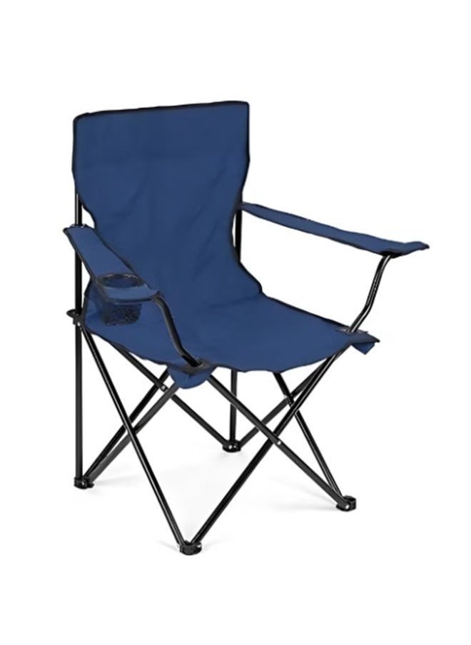 DESSINI - DESSINI Foldable Camping Chair /Picnic Chair/Beach Chair/Out Door Chair Hand Support With Cup Holder With Carry Bag (Blue) - Image 1
