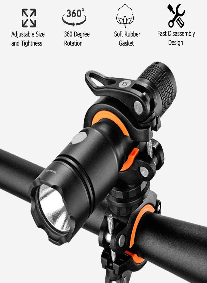 COSOOS 2 Pack Flashlight Mount Holder, Universal Bicycle Led Light Mounting Holder 360° Rotation Clip Clamp for Flashlight, Cycling, Riding - Image 2