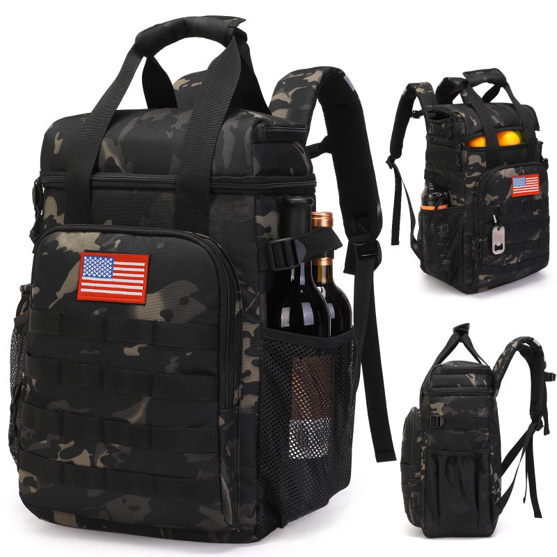 ATRIPACK Tactical Backpack Cooler,Lunch Backpacks for Men Work with Handleï¼ŒSoft Cooler Backpack Insulated Waterproof Leak Proofï¼ŒHeavy Ice Chest Backpacks for Hiking Camping(Black Camo) - Image 1
