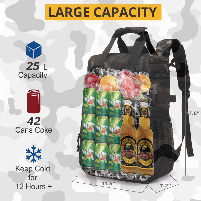 ATRIPACK Tactical Backpack Cooler,Lunch Backpacks for Men Work with Handleï¼ŒSoft Cooler Backpack Insulated Waterproof Leak Proofï¼ŒHeavy Ice Chest Backpacks for Hiking Camping(Black Camo) - Image 4