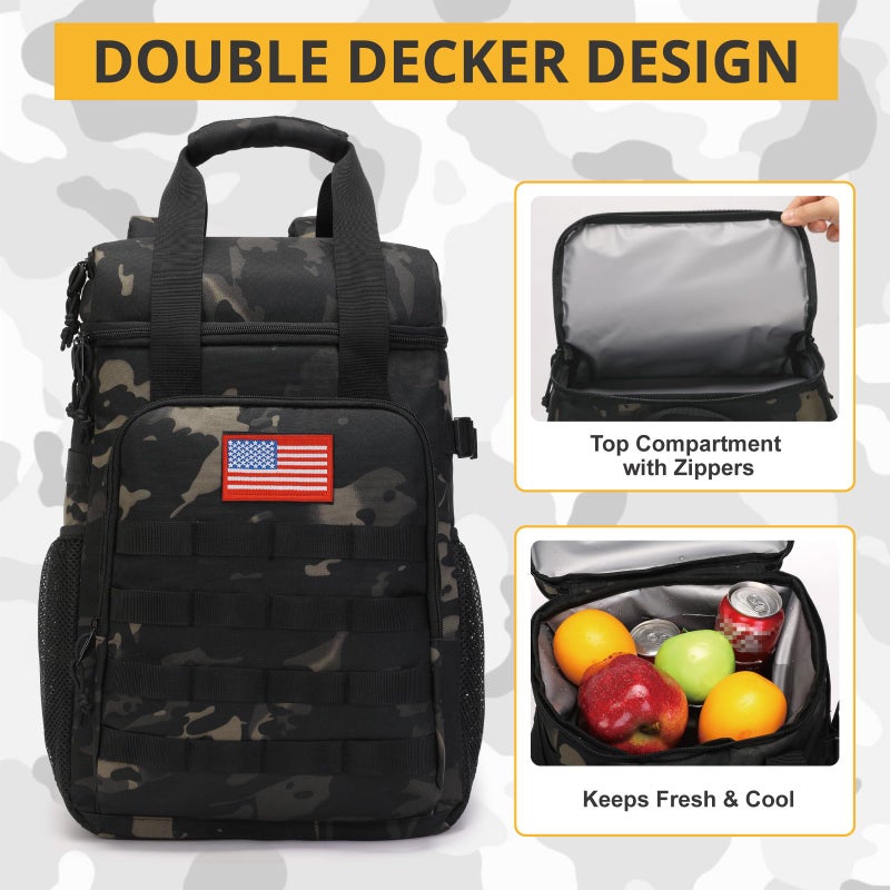 ATRIPACK Tactical Backpack Cooler,Lunch Backpacks for Men Work with Handleï¼ŒSoft Cooler Backpack Insulated Waterproof Leak Proofï¼ŒHeavy Ice Chest Backpacks for Hiking Camping(Black Camo) - Image 5