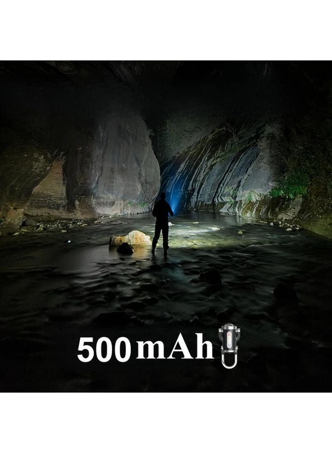 2pcs Black 3 in 1 Emergency Power Keychain Flashlight 500mAh USB C Rechargeable Metal - Image 3