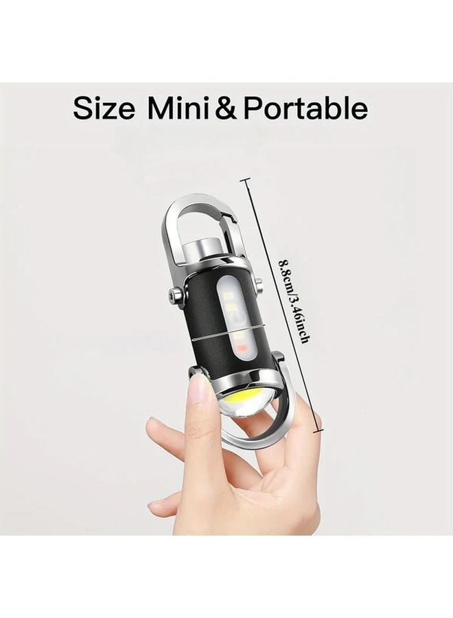 2pcs Black 3 in 1 Emergency Power Keychain Flashlight 500mAh USB C Rechargeable Metal - Image 4