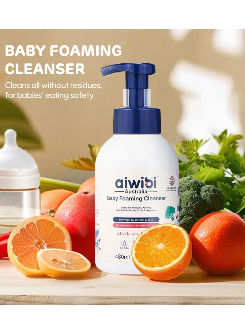 aiwibi Baby bottle wash foaming  cleanser powered  by natural plants 480ml - Image 3