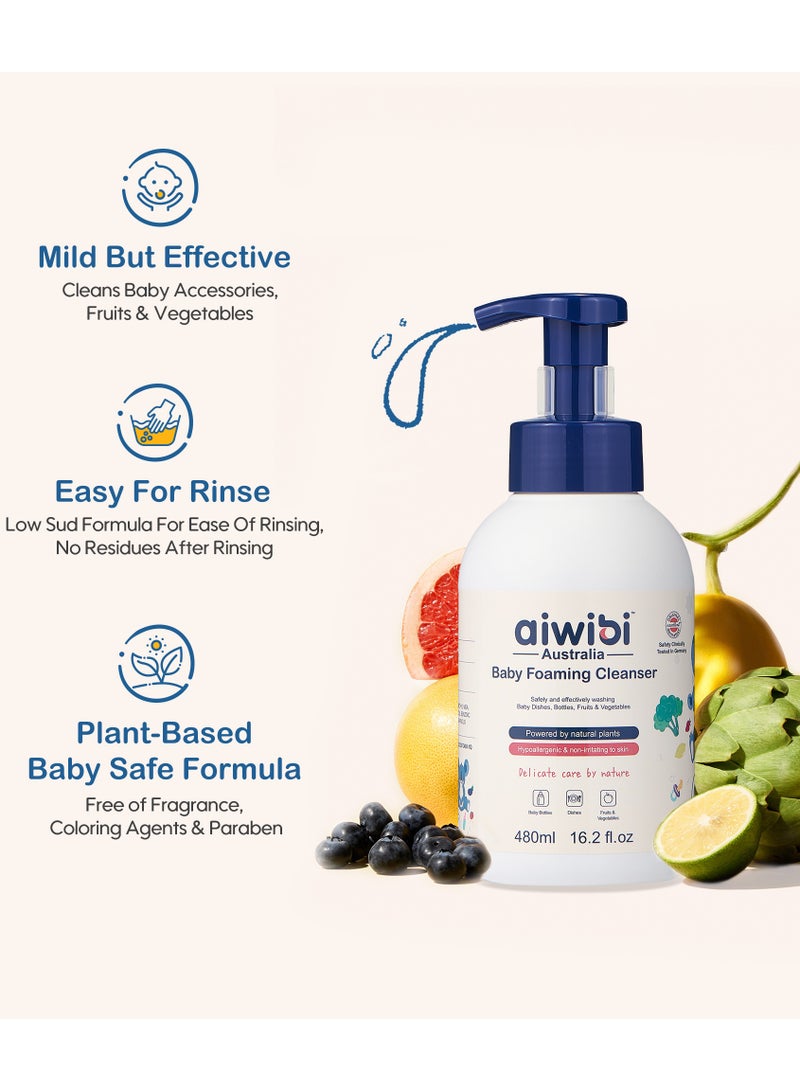 aiwibi Baby bottle wash foaming  cleanser powered  by natural plants 480ml - Image 4