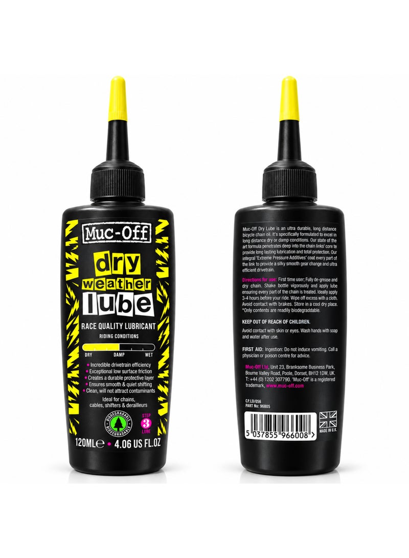 Muc Off Dry Chain Lube Bike Lube, Bike Chain Oil, Chain Wax for Dry Weather Conditions - Biodegradable Bike Lubricant and Bicycle Chain Oil, Black, 120ml, Pack of 1 - Image 1