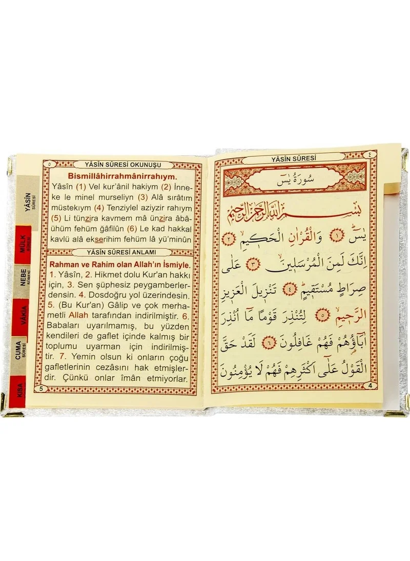 İhvan Ihvan 20 Pieces Velvet Covered Bag Size Book of Yasin with Name of Allah Personalized Plate Cream1113