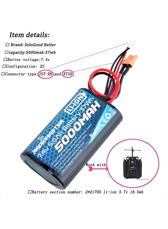 RADIOMASTER بطارية TX16S 5000mAh 2S 7.4V XT30 موصل JST-XH TX16s جهاز الإرسال 1 حزمة - Image 5