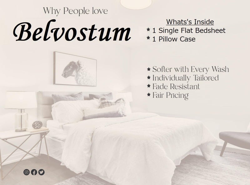 BELVOSTUM Homes Soft 300 TC Cotton 3D Printed Bedsheet for Single Bed with 1 Pillows Covers, 90x60 Inches -Coffee Brown - Image 4