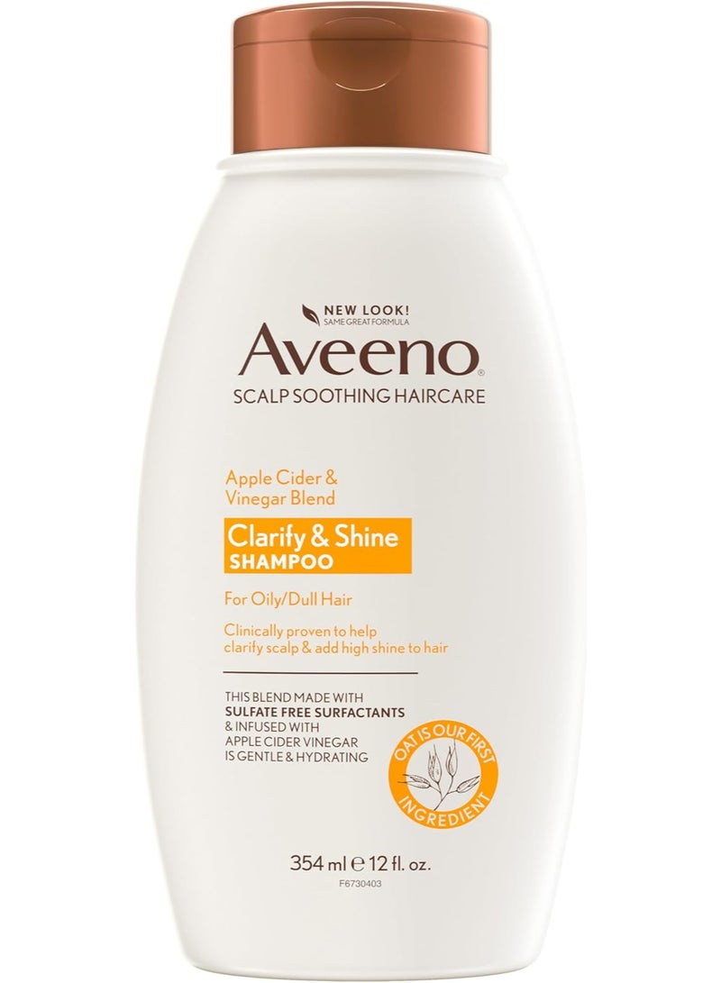 Aveeno Apple Cider Vinegar Clarifying Shampoo, Shine Enhancing, 12 fl oz - Image 1