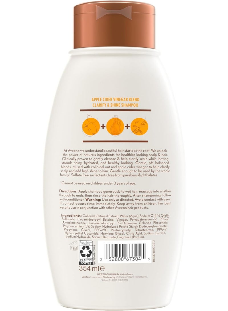 Aveeno Apple Cider Vinegar Clarifying Shampoo, Shine Enhancing, 12 fl oz - Image 2