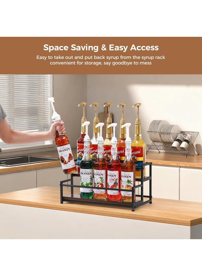 ICOHOT Coffee Syrup Rack Organizer, 2-Tier 10 Syrup Bottles Holder Stand for Coffee Bar, Liquor Bottle Display Shelf Bar Shelf Stand Countertop Rack for Syrup, Wine, Spice - Image 5