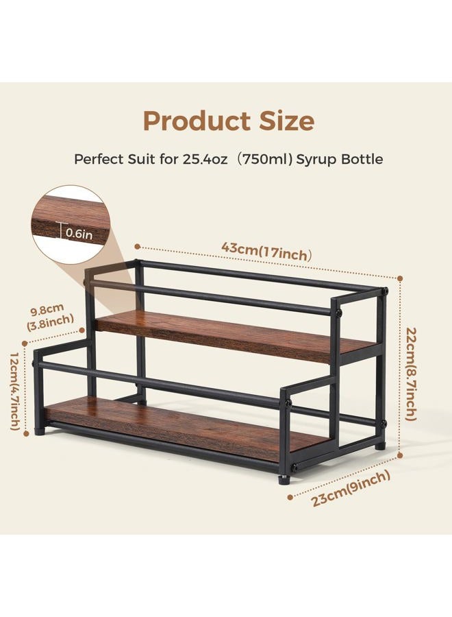 ICOHOT Coffee Syrup Rack Organizer, 2-Tier 10 Syrup Bottles Holder Stand for Coffee Bar, Liquor Bottle Display Shelf Bar Shelf Stand Countertop Rack for Syrup, Wine, Spice - Image 3