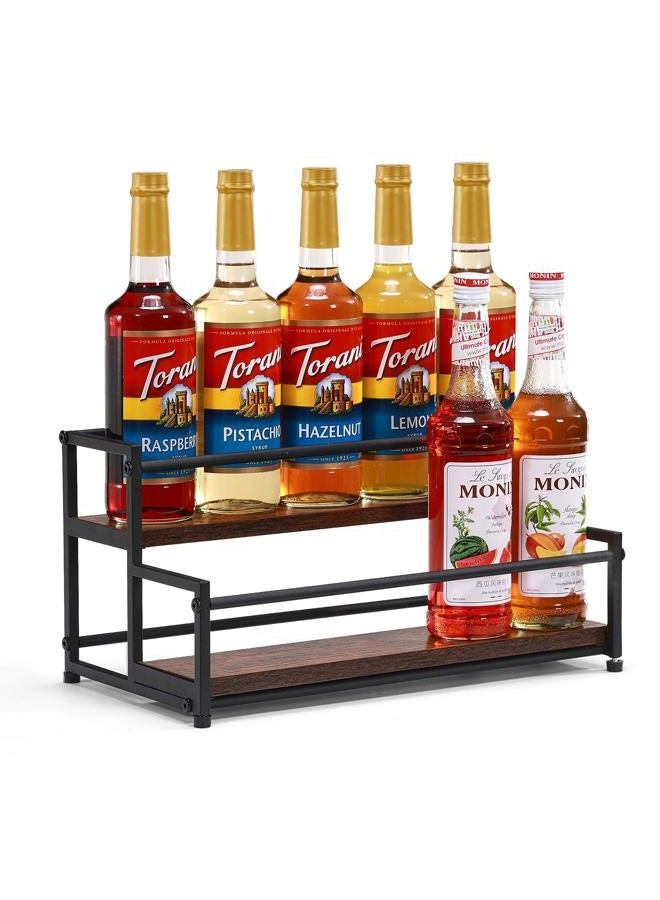 ICOHOT Coffee Syrup Rack Organizer, 2-Tier 10 Syrup Bottles Holder Stand for Coffee Bar, Liquor Bottle Display Shelf Bar Shelf Stand Countertop Rack for Syrup, Wine, Spice - Image 1