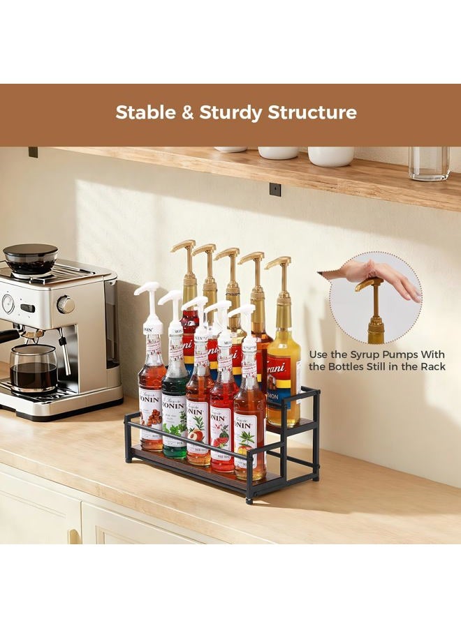 ICOHOT Coffee Syrup Rack Organizer, 2-Tier 10 Syrup Bottles Holder Stand for Coffee Bar, Liquor Bottle Display Shelf Bar Shelf Stand Countertop Rack for Syrup, Wine, Spice - Image 4