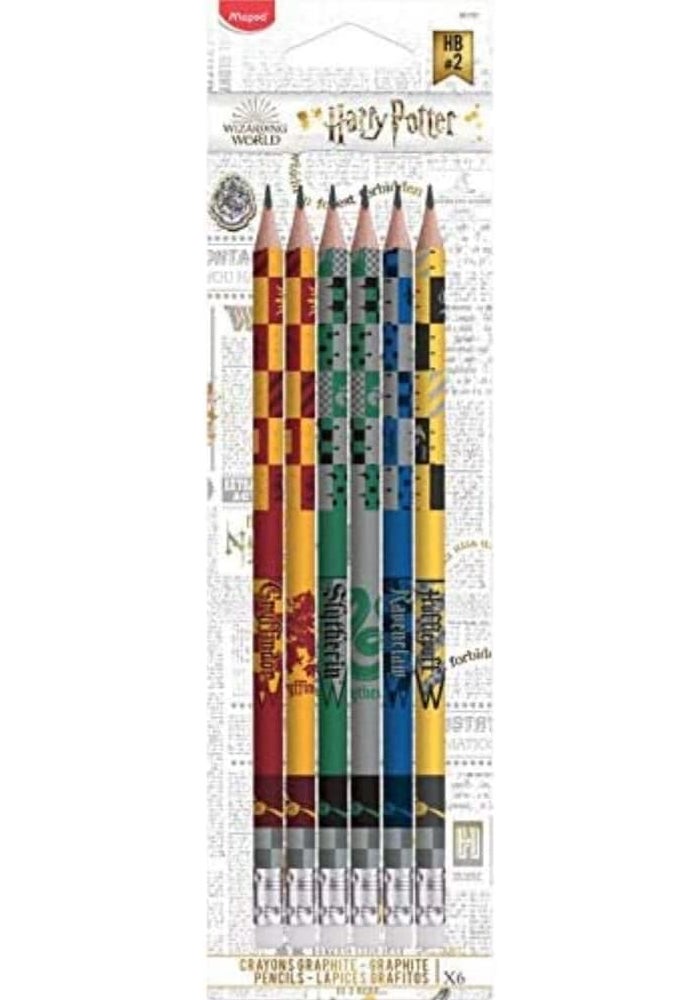 Maped Harry Potter Black'Peps Graphite Pencils Set of 6 with Eraser Tip, Multicolored - Image 1