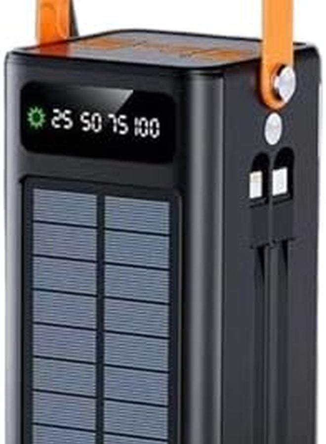 Black 50000mAh Solar Power Bank 120W Portable Charger with Built in Cables for Camping - Image 2