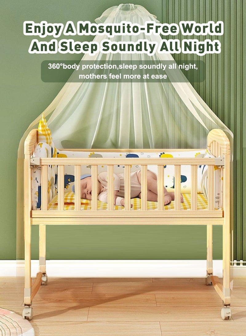 MaBaby Baby Wooden Bed, Movable Beside Crib With Double Decker, Multifunctional Cradle For Newborn Toddlers With Changing Table - Image 4