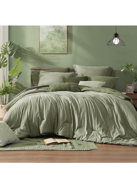 Monbix Queen Size Comforter Set, Sage Green Bedding Comforter for Queen Size Bed Set Reversible, Queen Comforter Set 7 Pieces, Cationic Dyeing Bed in a Bag with Comforter, Sheets, Pillowcases & Shams