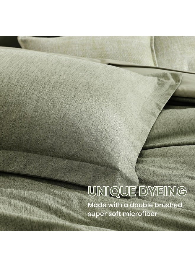 Generic Monbix Queen Size Comforter Set, Sage Green Bedding Comforter for Queen Size Bed Set Reversible, Queen Comforter Set 7 Pieces, Cationic Dyeing Bed in a Bag with Comforter, Sheets, Pillowcases & Shams  - Image 5
