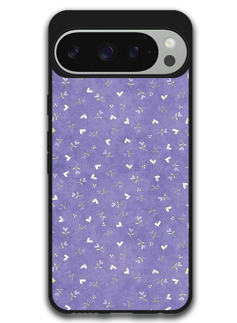 Theodor Protective Case Anti Scratch Shock Proof Bumper Cover For Google Pixel 9 Pro Hearts Purple Background - Image 1