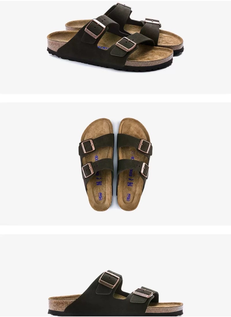 BIRKENSTOCK men's and women's cowhide suede soft-soled Arizona double-button slippers