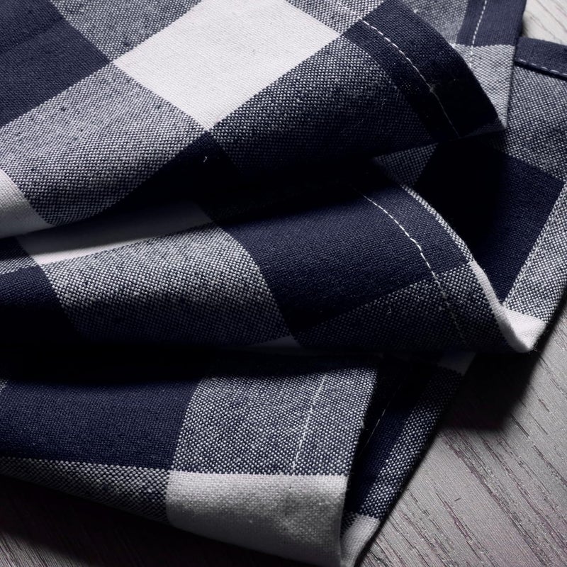 Native Fab Navy Buffalo Check Cloth Napkins Set of 4 16x16 inch Plaid Checked Pattern 100 Cotton Soft Absorbent Reusable Table Napkin for Dinner Wedding Party Holiday Cocktail  Navy Blue - Image 4