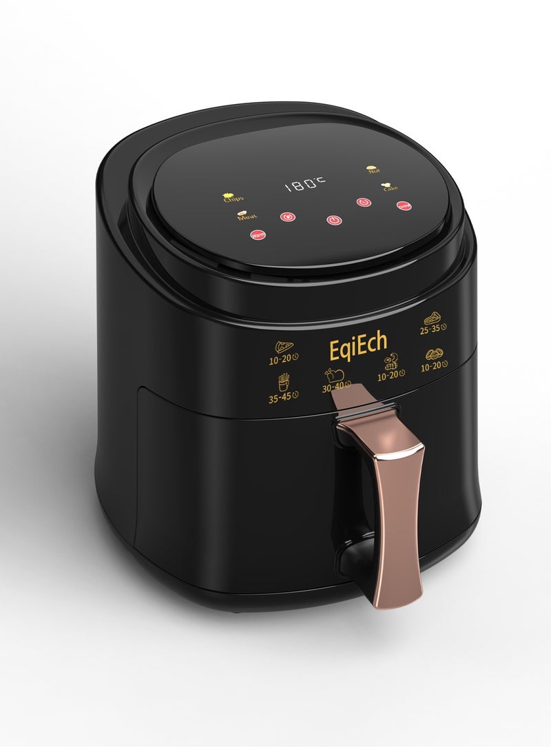 ايكي ايك مقلاة هوائية، سعة كبيرة 6 لتر، مقلاة هوائية ذكية بشاشة تعمل باللمس، وظيفة إيقاف التشغيل التلقائي، قاعدة غير لاصقة، مغذية وقليلة الدهون، أكل صحي، أسود، 1500 وات - Image 1