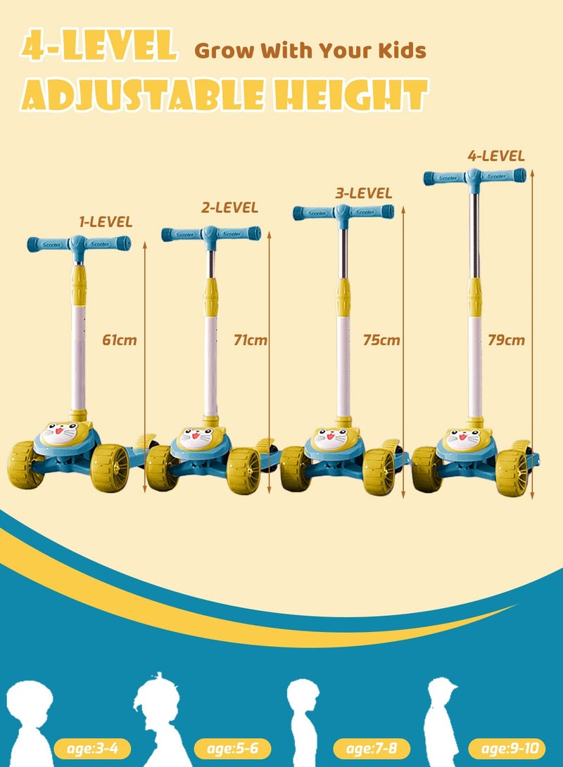 Shuer Kids Kick Scooters, with Flashing Wheel and Adjustable Height Foldable Scooter for Children, Kick Scooter with Music and Light for 1-6 Years Boys and Girls Indoor Outdoor(Green) - Image 5