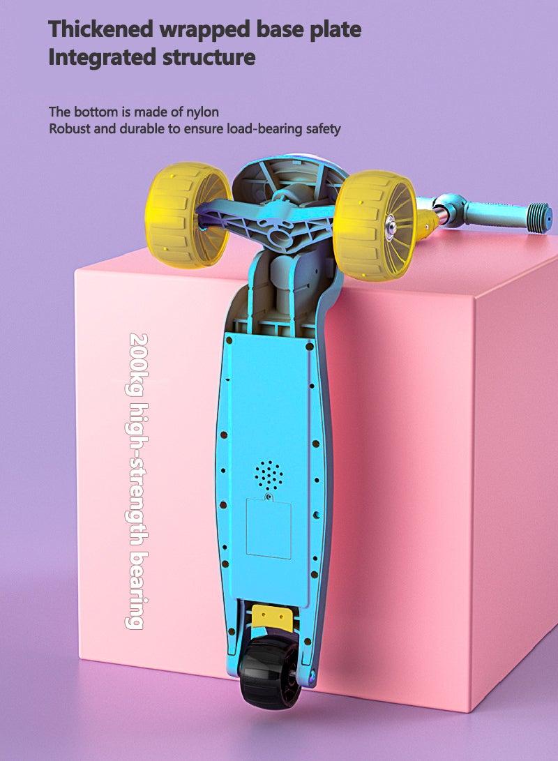Shuer Children's Scooter Can Sit And Ride Led Light Flashing Wheel Adjustable Height Foldable Scooter Outdoor Activities For Boys Girls  - Image 2