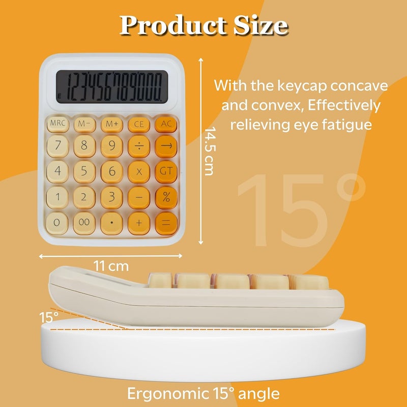 RATAVA Colorful Candy Calculator | 12-Digit Large LCD Display with Sugar Cube Buttons | Cute & Functional for Office, School, Home & Business | Color - Yellow | (1 Pc) - Image 2