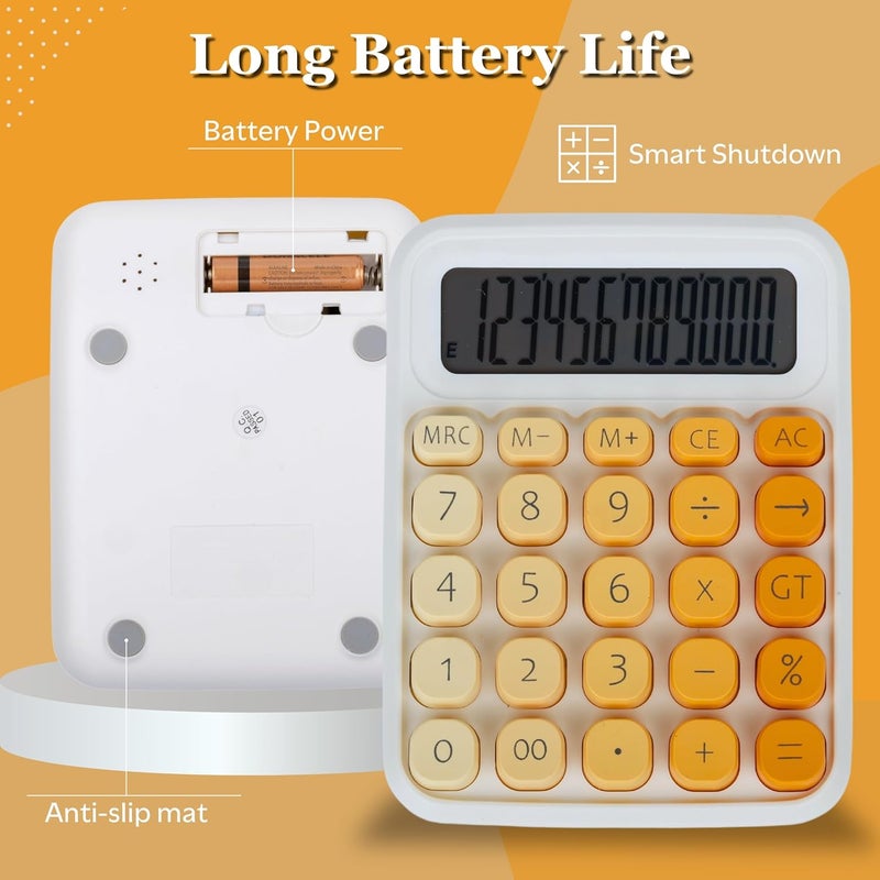 RATAVA Colorful Candy Calculator | 12-Digit Large LCD Display with Sugar Cube Buttons | Cute & Functional for Office, School, Home & Business | Color - Yellow | (1 Pc) - Image 3