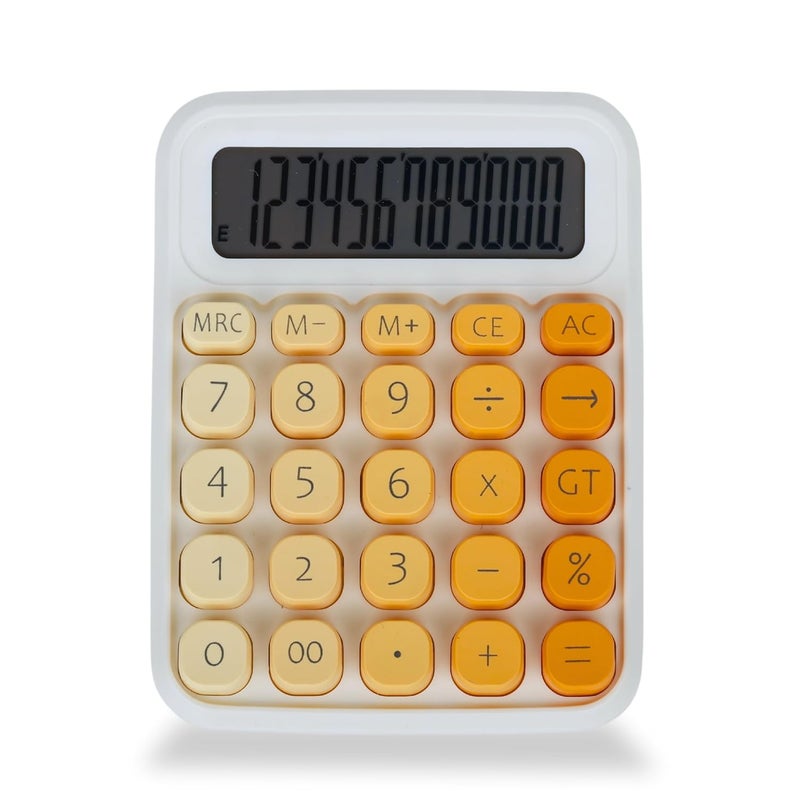 RATAVA Colorful Candy Calculator | 12-Digit Large LCD Display with Sugar Cube Buttons | Cute & Functional for Office, School, Home & Business | Color - Yellow | (1 Pc) - Image 1