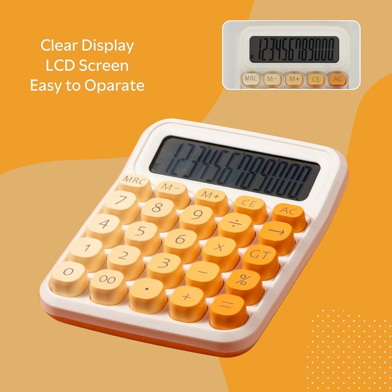 RATAVA Colorful Candy Calculator | 12-Digit Large LCD Display with Sugar Cube Buttons | Cute & Functional for Office, School, Home & Business | Color - Yellow | (1 Pc) - Image 4