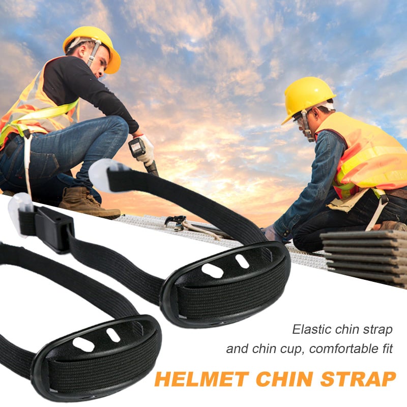Saihisday 4Pack Universal Hard Hat Chin Strap, Helmet Chin Strap with Black Elastic Strap and Chin Cup Multi-Point Adjustment Black - Image 4