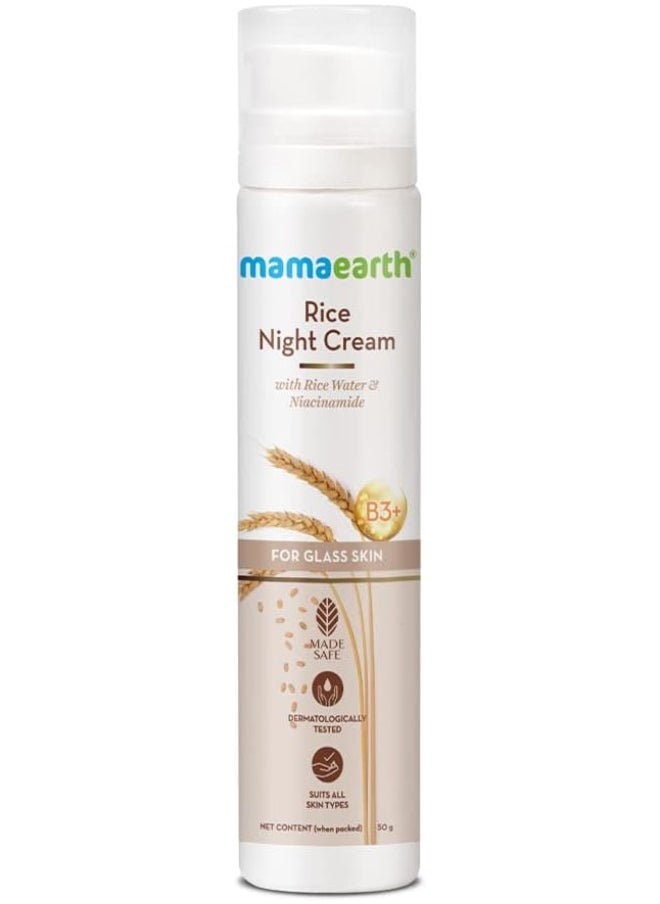Mamaearth - Rice Night Cream, For Clear Skin With Rice Water And Niacinamide For Glass Skin 50 G - Image 1