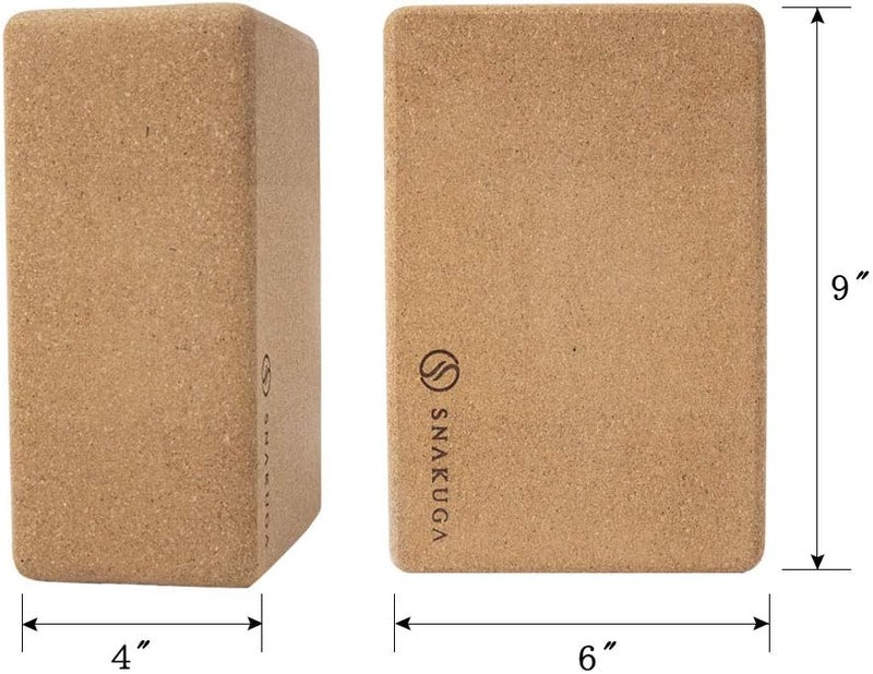 SNAKUGA Cork Yoga Block 2 Pack for Pilates, 4'' or 3'' Non-Slip & High Density Blocks for Meditation, Fitness and Stretching, Supportive and Flexibility Brick for Improve Poses Balance - Image 3