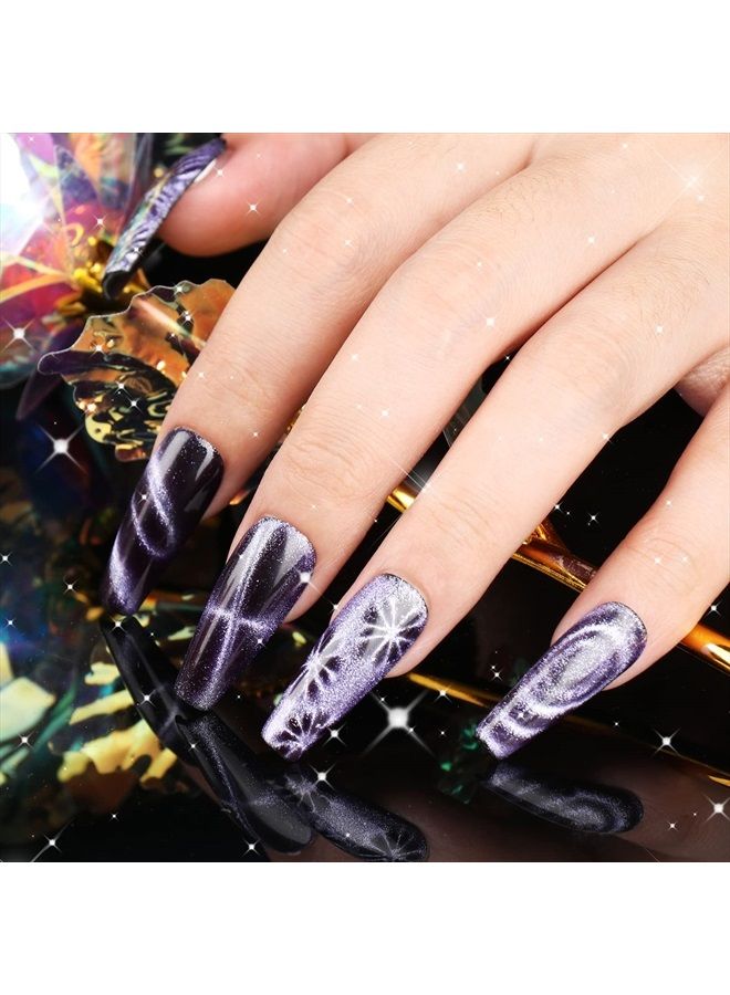 Clara Colors مجموعة طلاء أظافر جل عين القطة من 6 ألوان، مجموعة طلاء أظافر مغناطيسية لامعة ثلاثية الأبعاد من سلسلة Galaxy 9D مع عصا مغناطيسية واحدة للمنزل DIY Soak Off UV LED Manicure Nail - Image 5