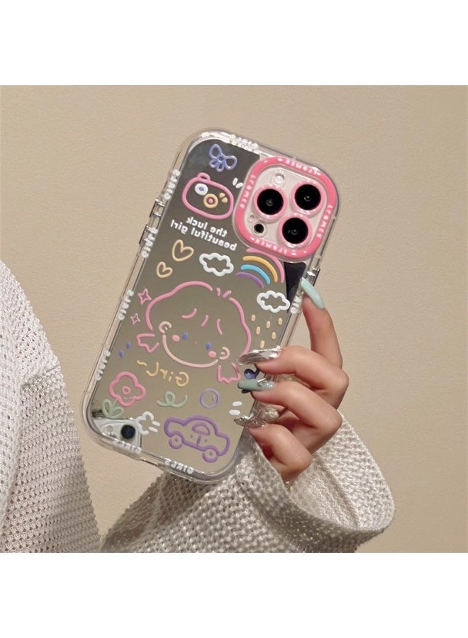 NIBEMINENT Cute Doodle Girl Protective TPU Case Cover For iPhone 16 Plus - Image 1